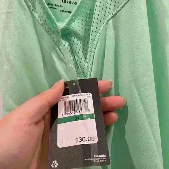 NWT UNDER ARMOUR in pretty mint green Strappy tank top Sz L - Picture 5 of 5